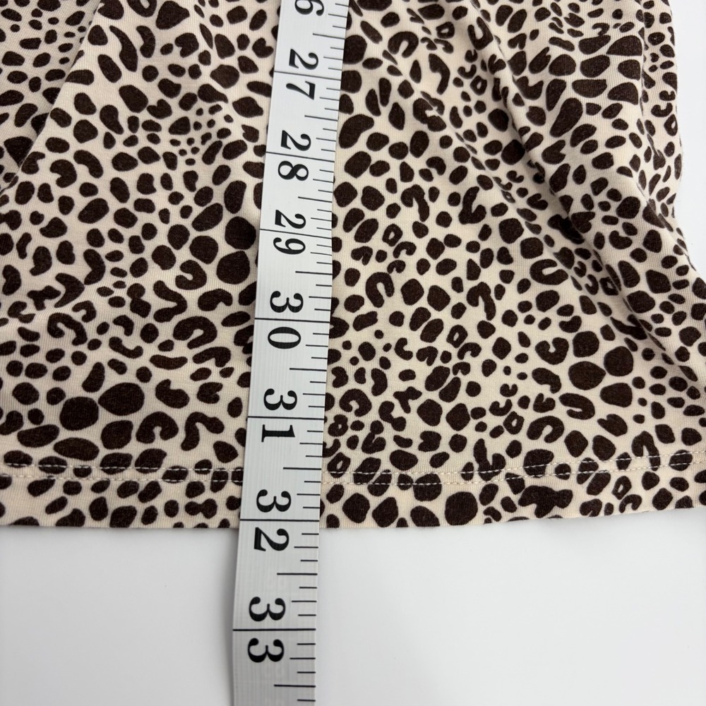 Lands End Cardigan Leopard Print Tan Womens Small 6-8 Longline Open Front Pocket - Picture 7 of 7